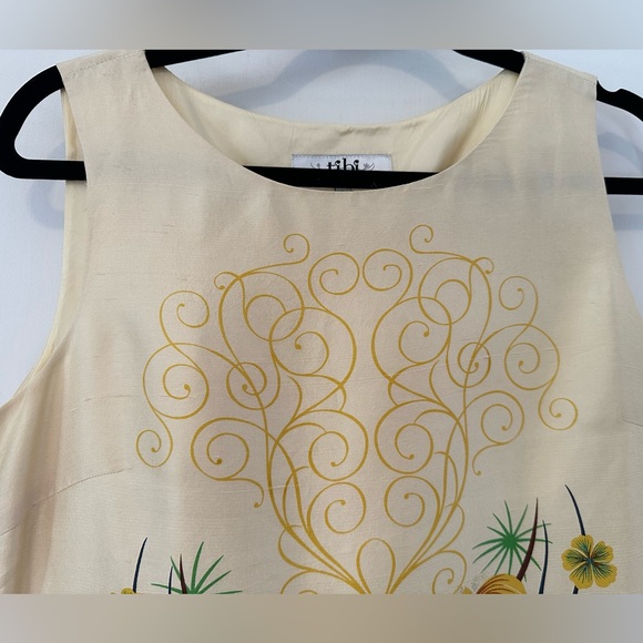 Tibi cream 100% silk mini sheath dress with floral filigree print - size 6 - Picture 4 of 12
